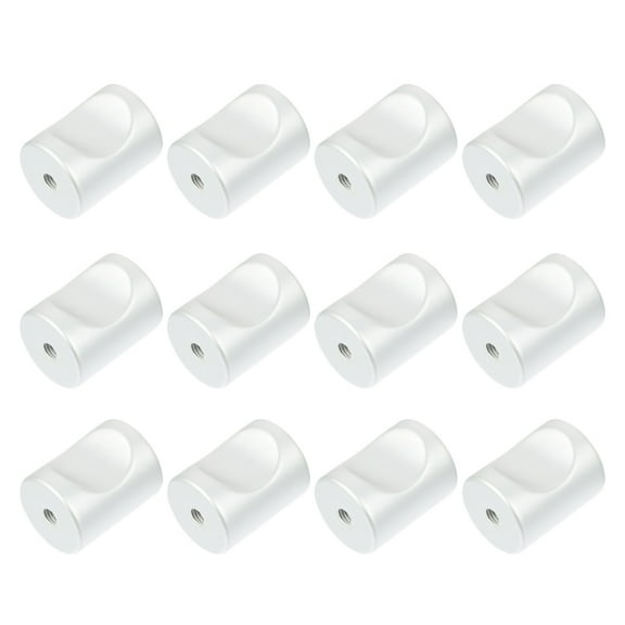 Raindrops 12 Pcs Mitts Rattan Cylindrical Handle Single Hole Knobs 2.5X2CM Silver