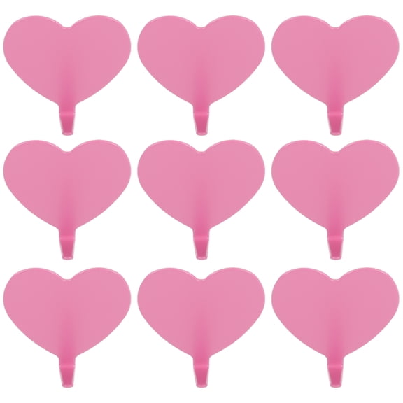 Raindrops 12 Pcs Pink Iron Heart Shaped Hooks for Scratch Resistant Bathroom and Kitchen