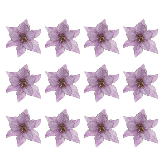 Raindrops 12 Pcs Purple Stems for Christmas Tree Flower Decoration Ornament Party