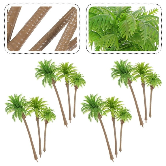 Raindrops 12 Pcs Sand Table DIY Model Miniature Trees Lighted Palm Leaf Fine