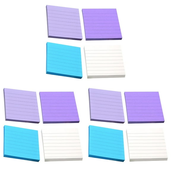 Raindrops 12 Pcs Square Index Sticky Notepads Striped Sticky Notepads Kraft Paper Memo Pad Candy Color Self-Stick Note Pads Dark Purple Dark Blue Light Purple White Kraft Paper