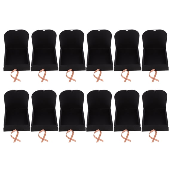 Raindrops Black Kraft Paper Small Boxes for Candy, Souvenirs, and Decorations - Set of 12 Favor Boxes