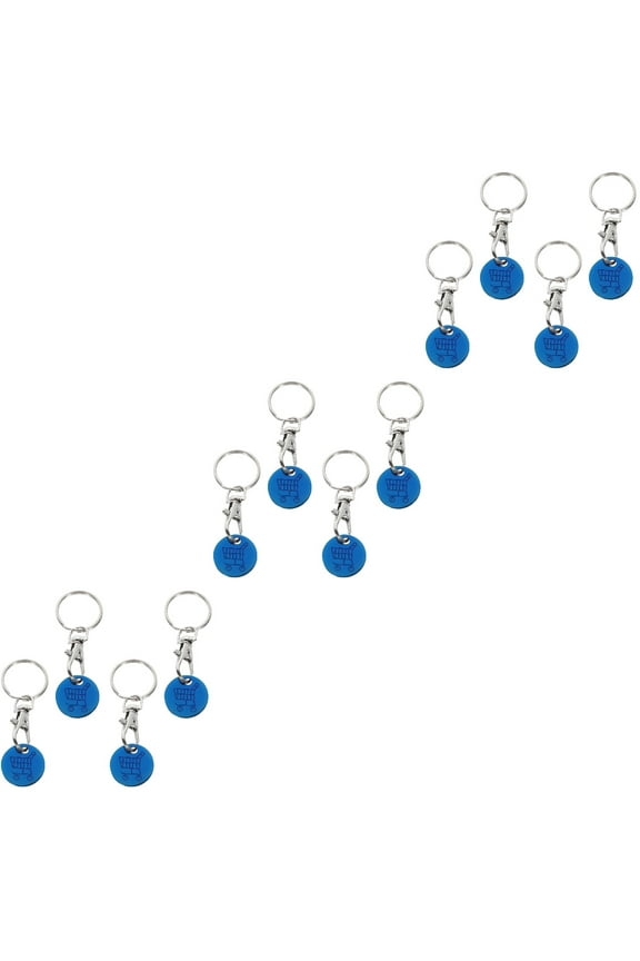 12 Pcs  Trolley Tokens Key Ring Ornament Metal Small Tokens Shopping Cart Tokens Key Chain