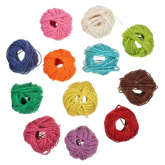 Raindrops 12 Rolls Colored Twine Cord Brown Rope Tug of War Jute Colorful