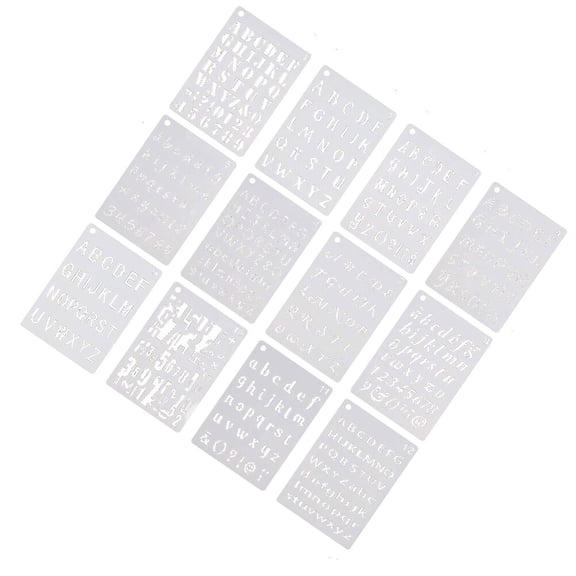 Raindrops  12 Sheets Alphanumeric Template Stencil Paper Kids Paint Brushes Alphabet Child White