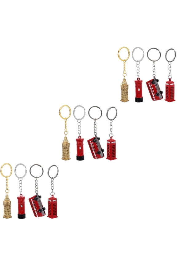 12 pcs Retro Style Key Chain Chic Bag Hanging Charm Wear-resistant Alloy Key Chain Gift Option