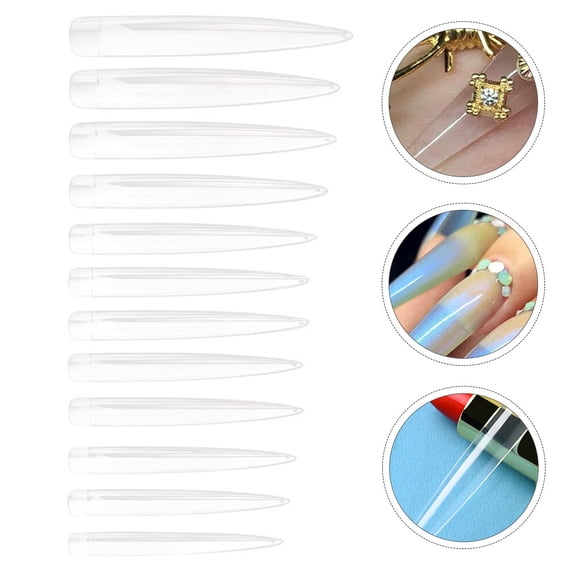 Raindrops Nail Decals 120 Pieces for Women, Transparent ABS Lengthened Fake Nails Accessories