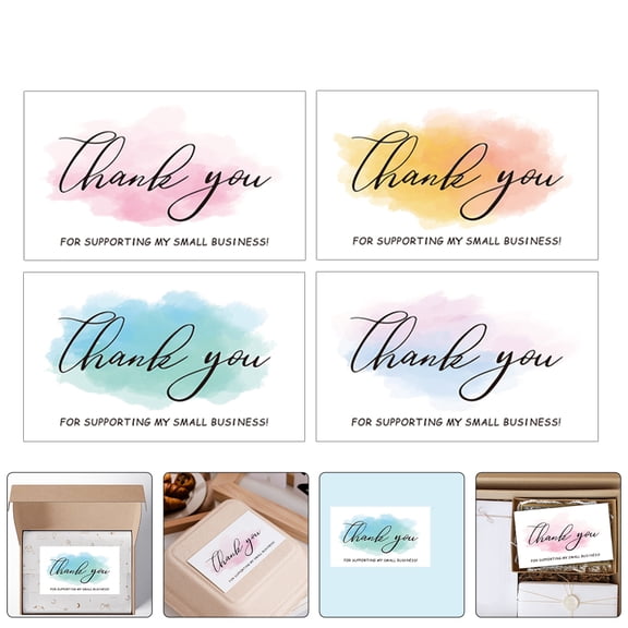 Raindrops 120Pcs Thank You Cards for Shopping Elegant Design Assorted Color Paper Greeting Cards for Business