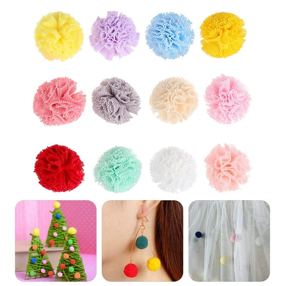 Raindrops 120Pcs Yarn Balls Fluffy Pom Poms Gauze Pompoms Assorted Color DIY Craft Projects
