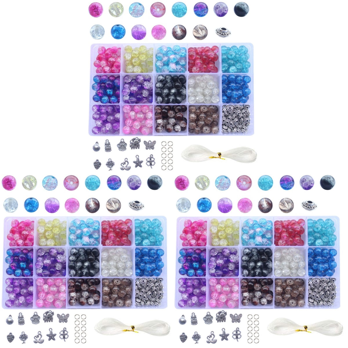 FOMIYES Beads Assorted Color for Jewelry Making Bracelet Parts 1260Pcs 0.31In