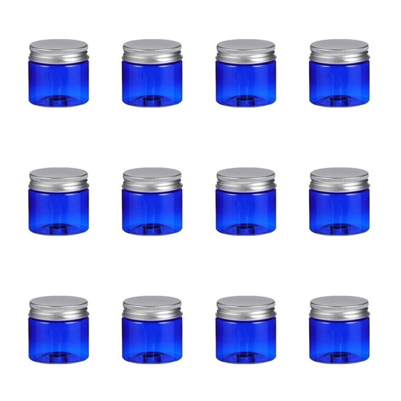 Raindrops 12Pc Blue Container Jars w/ Aluminum Lids for Travel & Storage