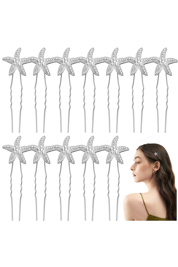 12Pcs Star Hair Pins Rhinestone Metal Hair Accessories Styling Tools for Girls Prom