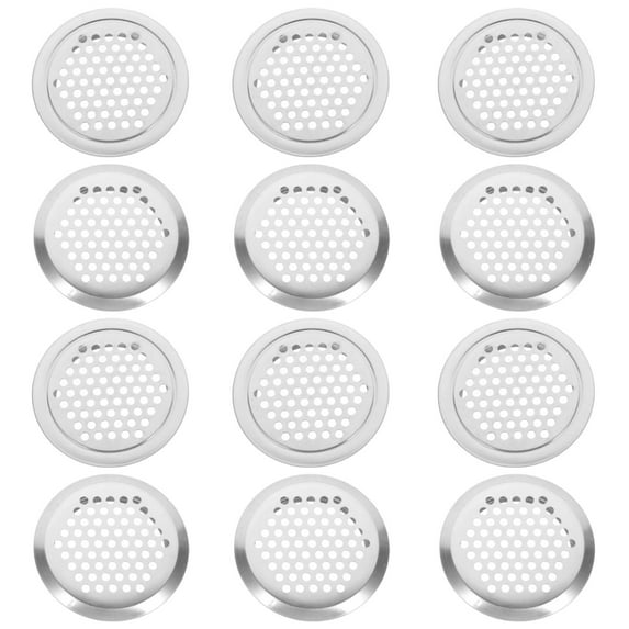 Raindrops 12Pcs Circular Stainless Steel Ventilation Grille for Cabinet and Furniture 6.4X6.4X0.4In