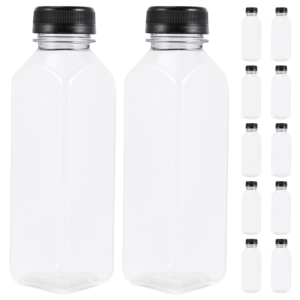 Raindrops 12Pcs Clear Plastic Bottles 400Ml for Juicing and Cold-Brewed