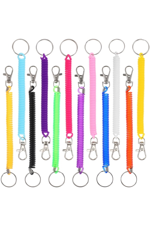12Pcs Coil Springs Keychain Durable Metal Belt Clip for Workplace Organization 7.5X0.4X0.4in