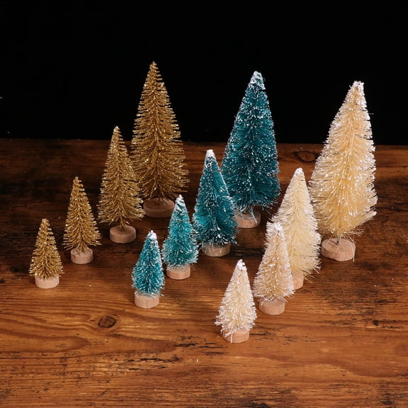 Raindrops 12pcs Mini Sisal Trees Assorted Color Realistic Home Mini Decorations for Christmas