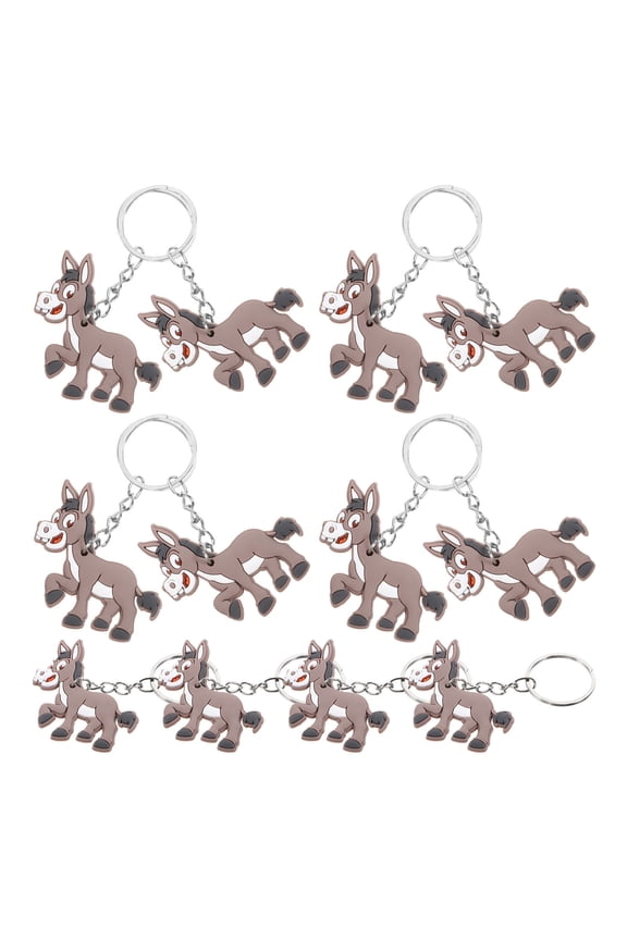 12Pcs Jungle Animal Keychain Pendant Donkey Shape Charm for Birthday Party Favors