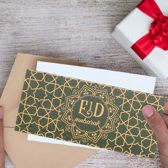 Raindrops 12Pcs Envelopes for Eid Mubarak Eid Money Storage Envelopes Decors Paper Cash Envelopes (Mixed Style)
