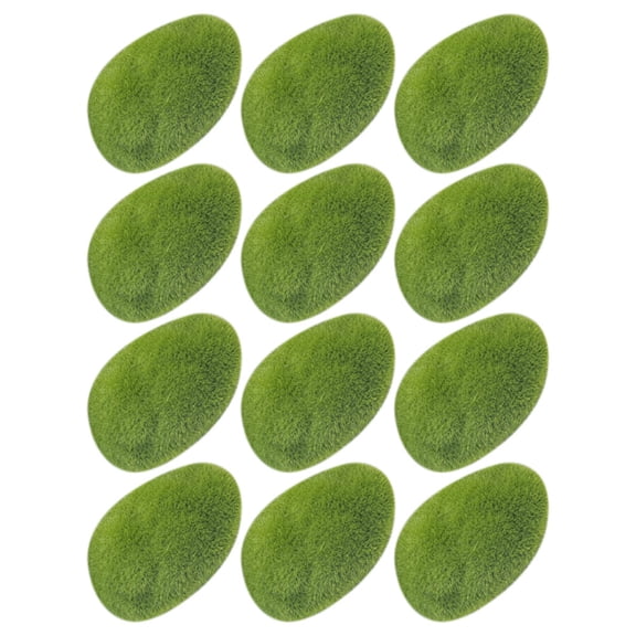 Raindrops 12Pcs Artificial Moss Stone for Garden Decoration Realistic Green Faux Stone Ornament