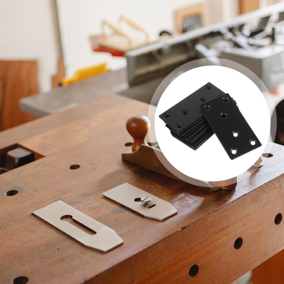 Raindrops 12Pcs Black Metal Corner Brackets Straight Mending Plates for Wood Furniture