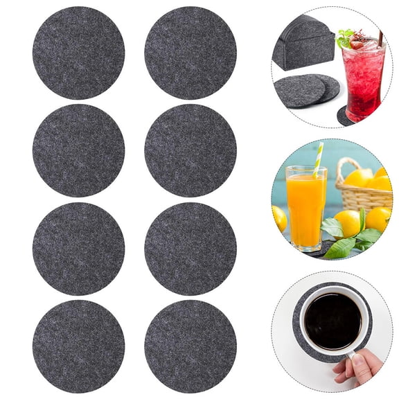 Raindrops Felt Coasters Round Dark Grey 12Pcs