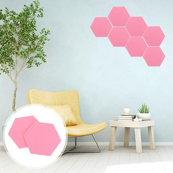 Raindrops 12Pcs Hexagon Felt Bulletin Board Tiles Pink Wall Decoration for Home Office