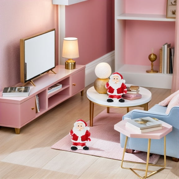 Raindrops 12Pcs Miniature Christmas Figurines Santa Claus Red Resin For Living Room