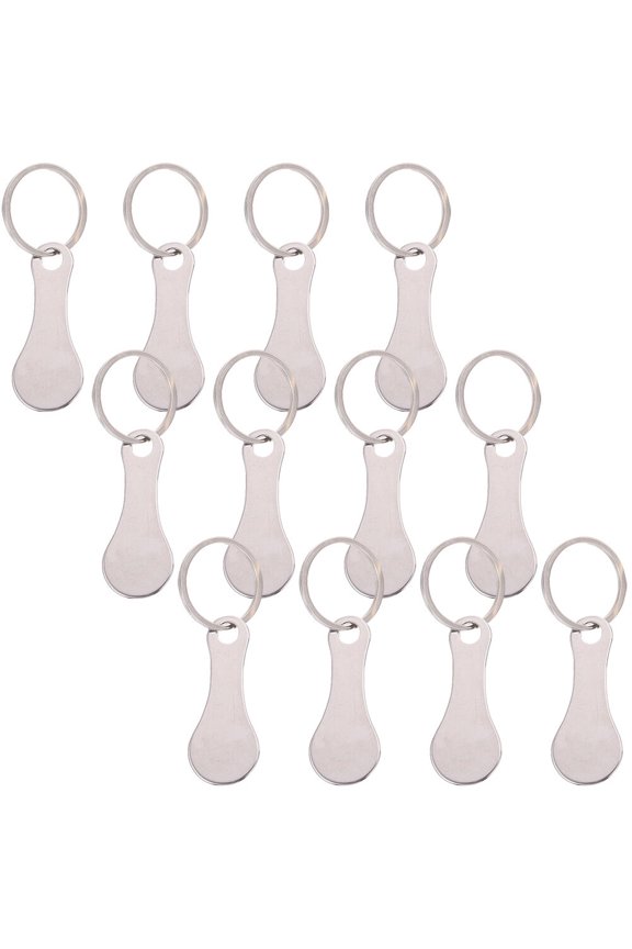 12Pcs Shopping Cart Coin Release Key Silver for Daily Use