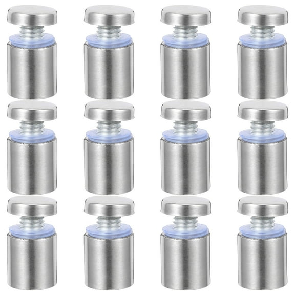 Raindrops 12Pcs Sign Standoff Screws Mounting Hardware Metal Mounting Hardware Fixing Nail Glass Standoff Pin for Glass Panel Acrylic Panel Silver 19X25mm