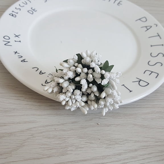 Raindrops 12Pcs White Simulation Berries Fake Decorative Fruit for Wedding Party Office Decor