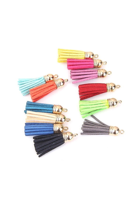 12Pcs Tassel Shape Charms Velvet Material for Bracelet Phone Decoration Brightness Trinkets