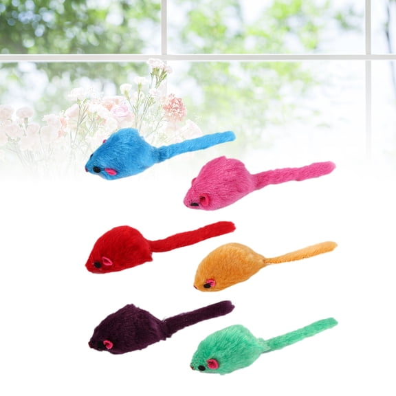 Raindrops 12Pcs Tease Cat Toys Soft Mouse Toys Stimulate Play Interest Indoor Playtime Assorted Color