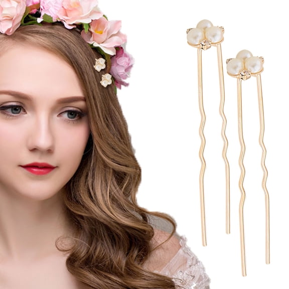 Raindrops 12Pcs U Shaped Hair Pins Rose Gold Bridal Hair Chopsticks for Ladies Party and Wedding