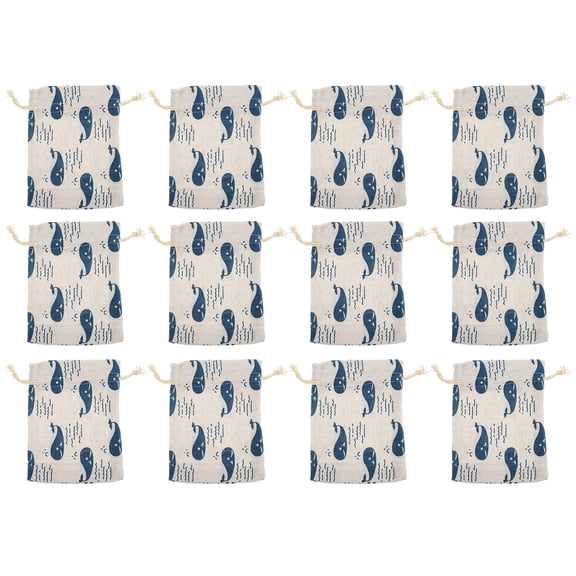 Raindrops 12Pcs Small Drawstring Bags for Jewelry Storage Blue Fabric Drawstring Design