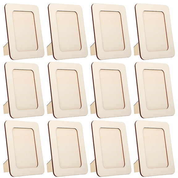 Raindrops 12Pcs Wood Craft Picture Frames Rectangular For Living Room Decor Diy Projects