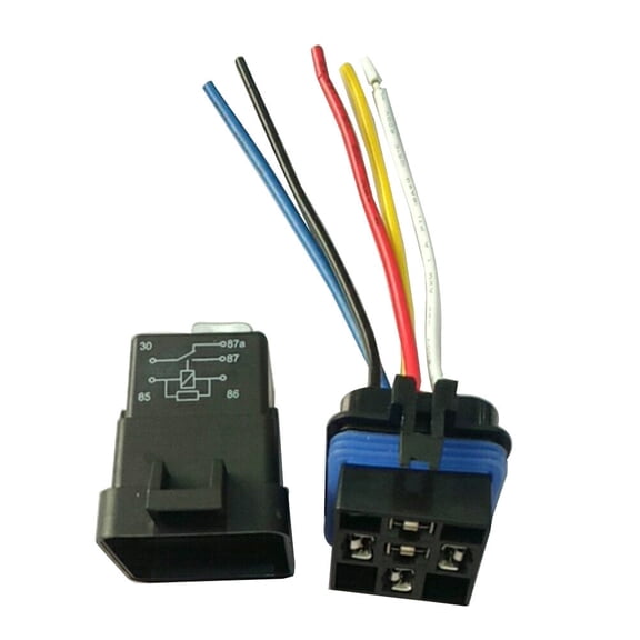 Raindrops 12V 40A 5 Pin Waterproof Relay Socket Base Holder with Wire Auto Interior Engine Parts