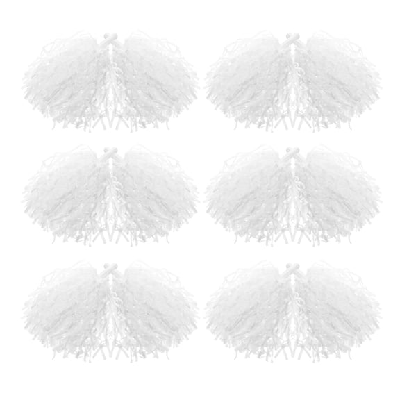 Raindrops 12-Pack White Metallic Cheerleading Pom Poms for Dance Team, Cheer Performance, Spirit, and Game Day Accessories