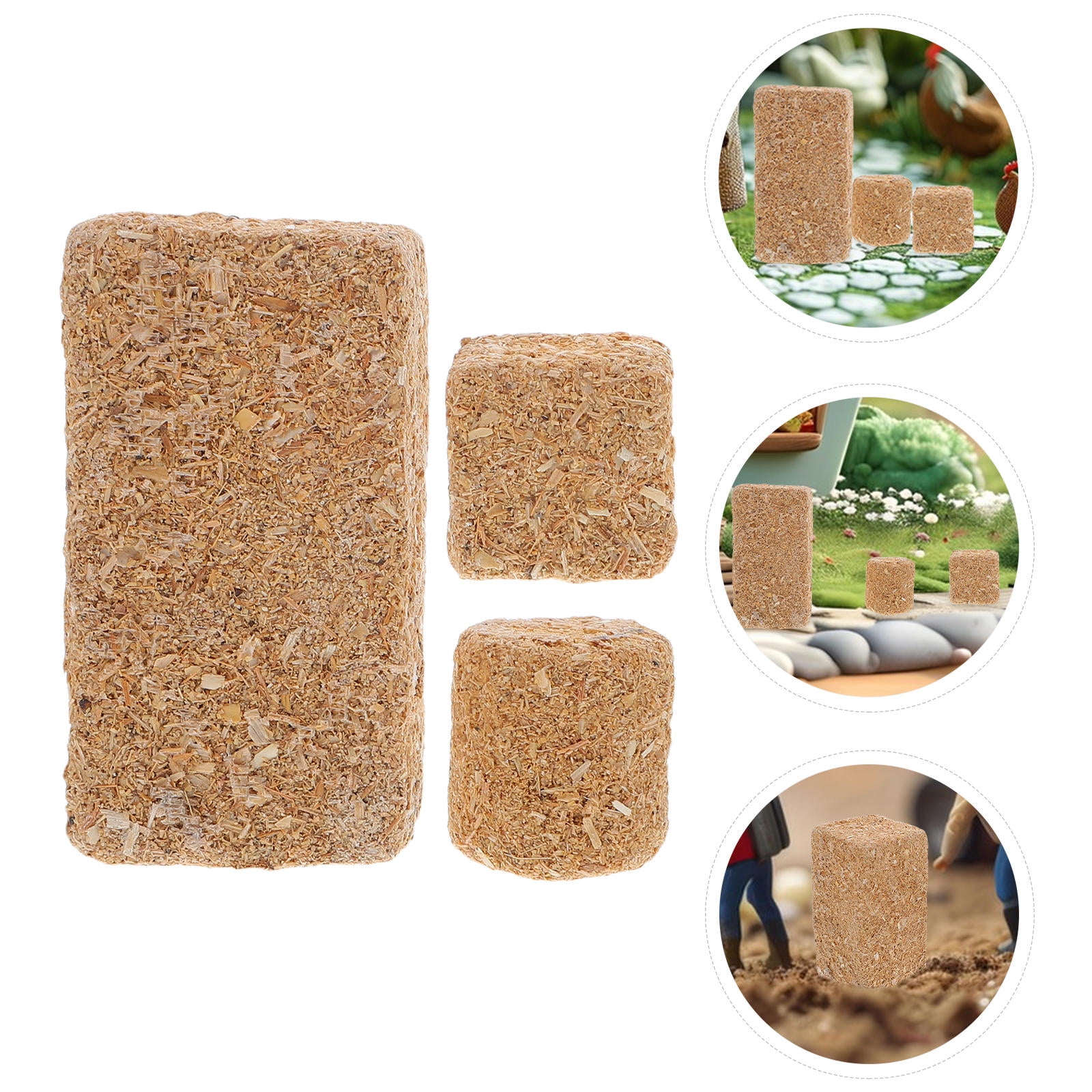 LOGOFUN 12pcs Mini Hay Bales Miniature Straw Bale Mini Hay Bales Decoration For Table Miniature Hay Blocks For Dollhouse Autumn Harvest Table Craft Display (Square+Round