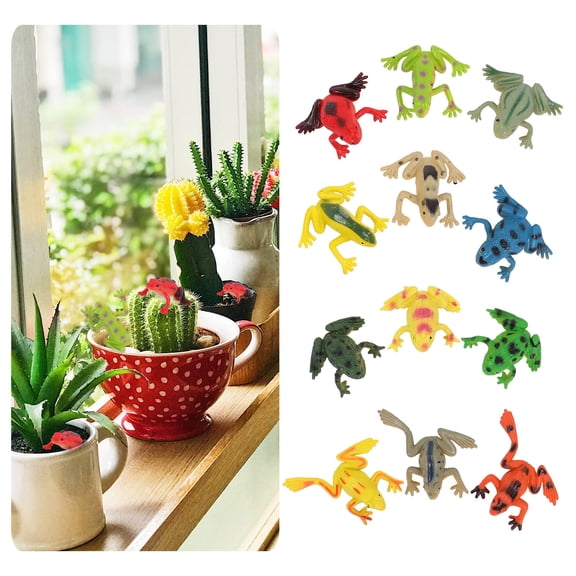 Raindrops 12pcs Mini Frog Statues Animal Sculptures for Micro Landscape Fairy Garden Ornaments
