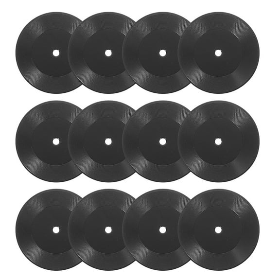 Raindrops 12pcs Mini Vinyl Records Black Plastic Wear Resistant Miniature Stuff Versatile Use Dollhouse Scenes