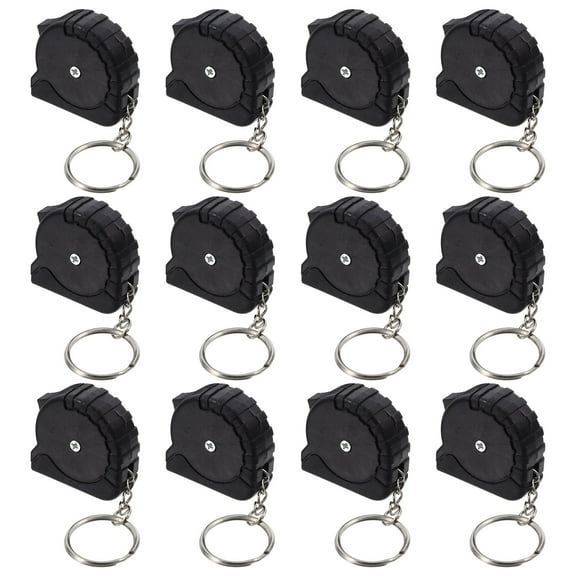 Raindrops 12pcs Small Tape Measure Keychain Black Compact Key Chain for Home Renovation