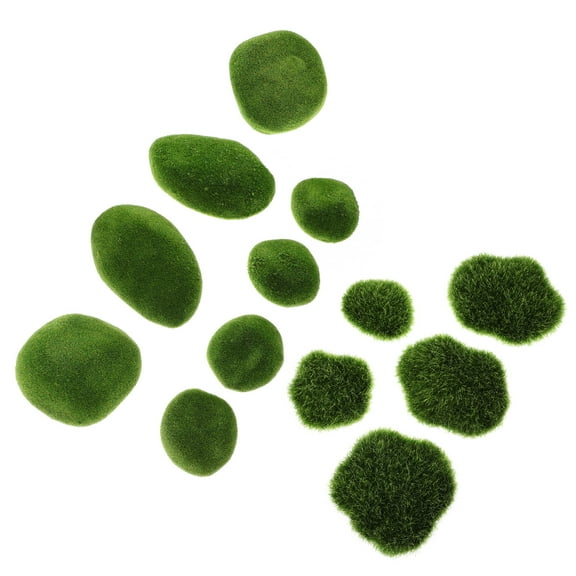 Raindrops 13 Pcs Moss Grass Stone Fairy Garden Paver Stones Terrarium Green Ornaments Flower Pot