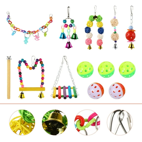 Raindrops  13 Pcs Parrot Swing Toy Budgie Toys and Accessories Bird for Birds