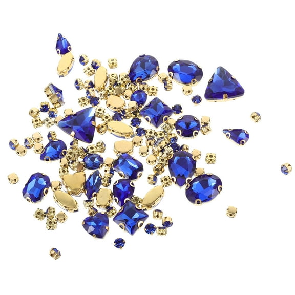Raindrops 130Pcs Blue Glass Sew On Rhinestones for Clothing and Jewelry Diy Decoration