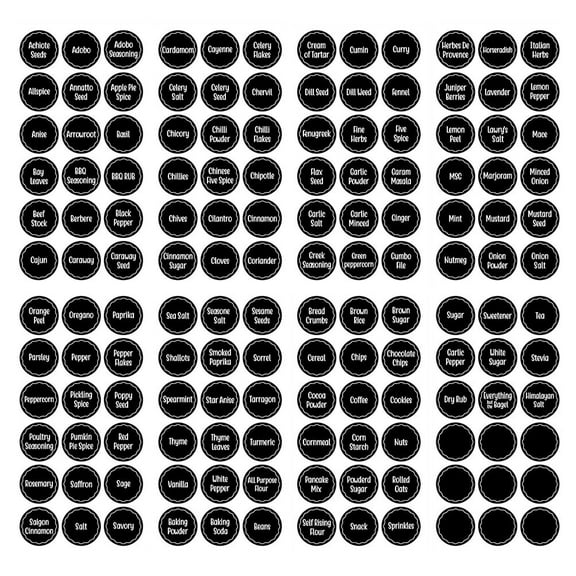 Raindrops 144pcs Round Black PVC Canister Labels Adhesive Stickers for Home Organization and Small Business Use