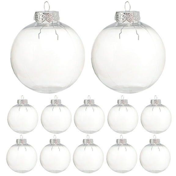 Raindrops 14Pcs DIY Clear Plastic Fillable Balls Ornament Christmas Hanging Balls Pendant