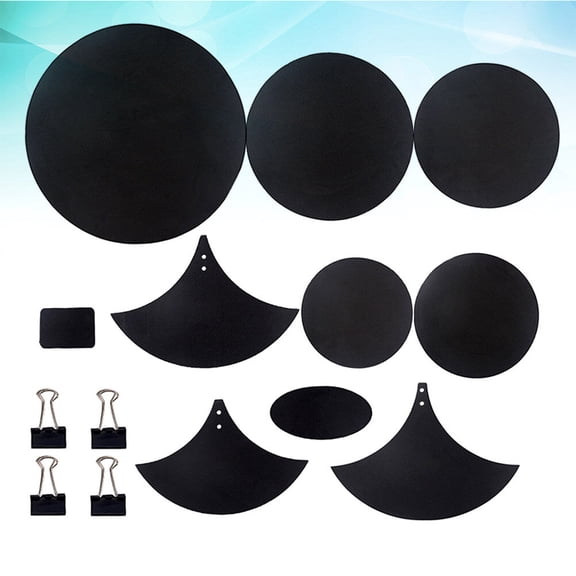 Raindrops 14Pcs Drum Practice Mute Pad Set Black Elastic Drum Accessory for Sound Reduction