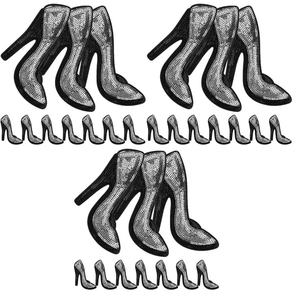 Raindrops 15 Pairs Decorative High Heel Shoe Patches Sew-On Applique for Clothing, Costumes, and Accessories
