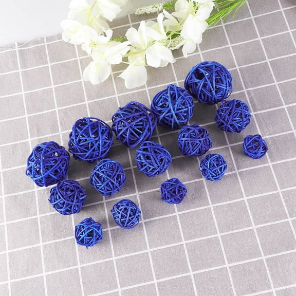 Raindrops 15 Pcs Rattan Ball Decoration Set Orb Hang Decorating Home Blue