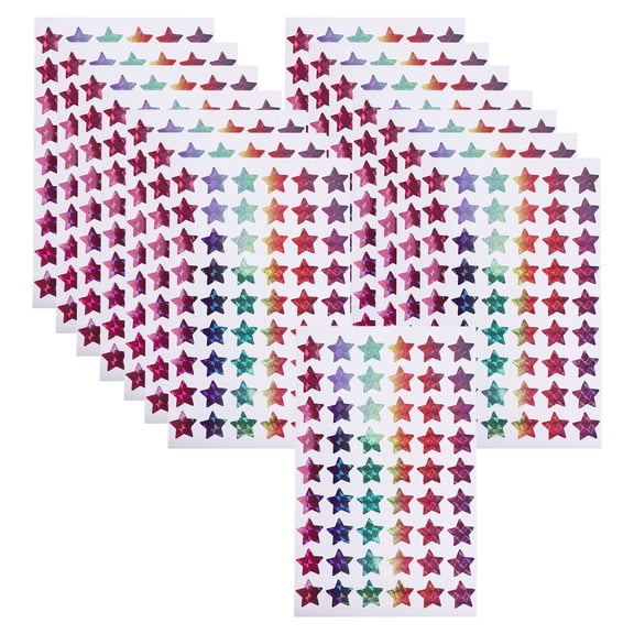 USHOBE Five-Pointed Star Sticker Oil-Resistant Multi 15 Sheets 0.6X0.6X0.004In